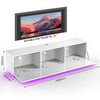 High Gloss White Floating TV Unit Cabinet Wall Mounted TV Stand with LED Lights