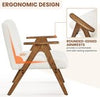 Set of 2 Boucle Accent Armchair Mid Century Lounge Chair Solid Wood Legs White