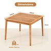 Wooden Square Table Outdoor Acacia Wood Dining Table for 4 People-Natural