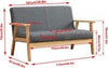 2 Seater Wooden Sofa Armchair with Sturdy Wood Frame Linen Fabric Small Couch