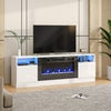 White 70inch TV Stand Unit Cabinet with Electric Fireplace & 12 Colour LED Light