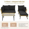 Outdoor Wicker Furniture Set Heavy-Duty Metal Frame w/Cushions-Black