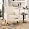 Comfy Modern Tufted Armchair, Linen Upholstered Accent Chair with Metal Legs