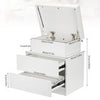 Bedside Tables White High Gloss LED Cabinets 2 Drawers Nightstand Modern Bedroom