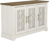 Freestanding 3-Door Storage Cabinet Cream Oak Sideboard Adjustable Shelf
