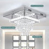 Crystal LED Ceiling Light Square Chandelier Flush Mount Living Room Bedroom Lamp