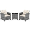 3 Piece Patio Rattan Sofa Set Outdoor Wicker Conversation Set-White