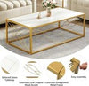 Coffee Table Metal Frame Modern Marble Table Top for Home Living Room White