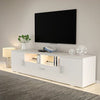 TV Stand 160cm High Gloss TV Unit Cabinet Sideboard With LED Light & Drawers
