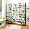 Heavy-duty Metal Frame Bookcases w/ 14 Open Shelves-Brown