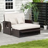 Patio Rattan Daybed Set Wicker Loveseat Sofa w/ Footstool-White