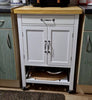 Kitchen Trolley Island Vintage Storage Cart White Wooden Butchers Block Cupboard