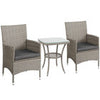 Rattan Bistro Set Garden Chair Table Patio Outdoor, Light Grey