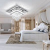 Crystal LED Ceiling Light Square Chandelier Flush Mount Living Room Bedroom Lamp