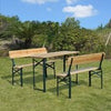 3pcs Camping Table Chair Bench Wooden Garden Picnic Set Foldable Patio Furniture