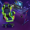 Gaming Chair with Bluetooth Speakers RGB LED Lights & Reclining Footrest Xzkmdww