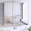 Bathroom Mirror Cabinet 3 Door Shelf Storage Wall Mounted Cupboard White Wood