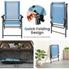 Set of 2 Patio Outdoor Portable Sling Back Chairs Folding Dining Chairs Blue