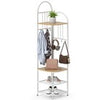 180cm Tall Entryway Shoes Shelf Organizer 4-Tier Coat Rack Natural