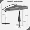 Heavy-Duty Outdoor Parasol 290 cm Offset Hanging Umbrella-Gray