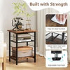 3-Tier Side Table Set of 2 Industrial End Table-Brown