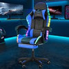 Gaming Chair with Bluetooth Speakers RGB LED Lights & Reclining Footrest Blue