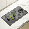 Black Hidden Handmade Kitchen Sink Stainless w/Glass Rinser Single Bowl