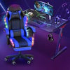 Blue Reclining Gaming Chair with Footrest & Bluetooth Speakers & RGB LED Yludier