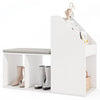 3-Tier Rack Shoe Storage Bench Entryway Bench w/ Cushion White