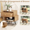 Mid Century Modern End Tables Nightstand Set of 2-Natural