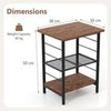 3-Tier Side Table Set of 2 Industrial End Table-Brown