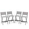 Set of 4 Folding Bar Height Stool Outdoor Bar Chair w/ Footrest Grey
