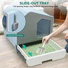 Enclosed Cat Litter Box Tray Cats Toilet with Lid Hood Scoop Pet Furniture