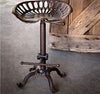 2x Adjustable Tractor Seat Bar Stool Rustic Cast Iron Industrial Chair Vintage