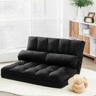 6-Position Foldable Lazy Sofa Bed Adjustable Floor Sofa-Black