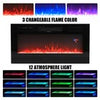 White 70inch TV Stand Unit Cabinet with Electric Fireplace & 12 Colour LED Light
