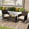 PE Rattan Wicker Chairs 3 Pieces Patio Furniture Set-Beige