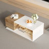 Coffee Table With Open Storage, High Gloss Centre Table With Glass Shelves