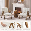 Set of 2 Boucle Accent Armchair Mid Century Lounge Chair Solid Wood Legs White