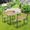 3pcs Camping Table Chair Bench Wooden Garden Picnic Set Foldable Patio Furniture