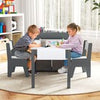 Kids Art Table&Chairs Set Wooden Kids Craft Study Desk w/Storage-Grey