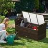 Outdoor Bench Storage Bench with Cushion & Side Handles-Grey