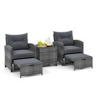 5 Piece Wicker Patio Furniture Set Conversation Set-Grey