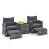 5 Piece Wicker Patio Furniture Set Conversation Set-Grey