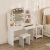 White Dressing Table With Hollywood LED Mirror and Stool Vanity Makeup Desk