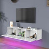 High Gloss White Floating TV Unit Cabinet Wall Mounted TV Stand with LED Lights