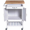 Kitchen Trolley Island Vintage Storage Cart White Wooden Butchers Block Cupboard