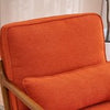 Mid Century Orange Lounge Chair Oak Frame Linen Seat for Living Room