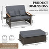 Rattan Woven Loveseat Outdoor Wicker Daybed-Grey