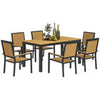 6 Seater Aluminium Garden Dining Set with Stackable Chairs, Natural